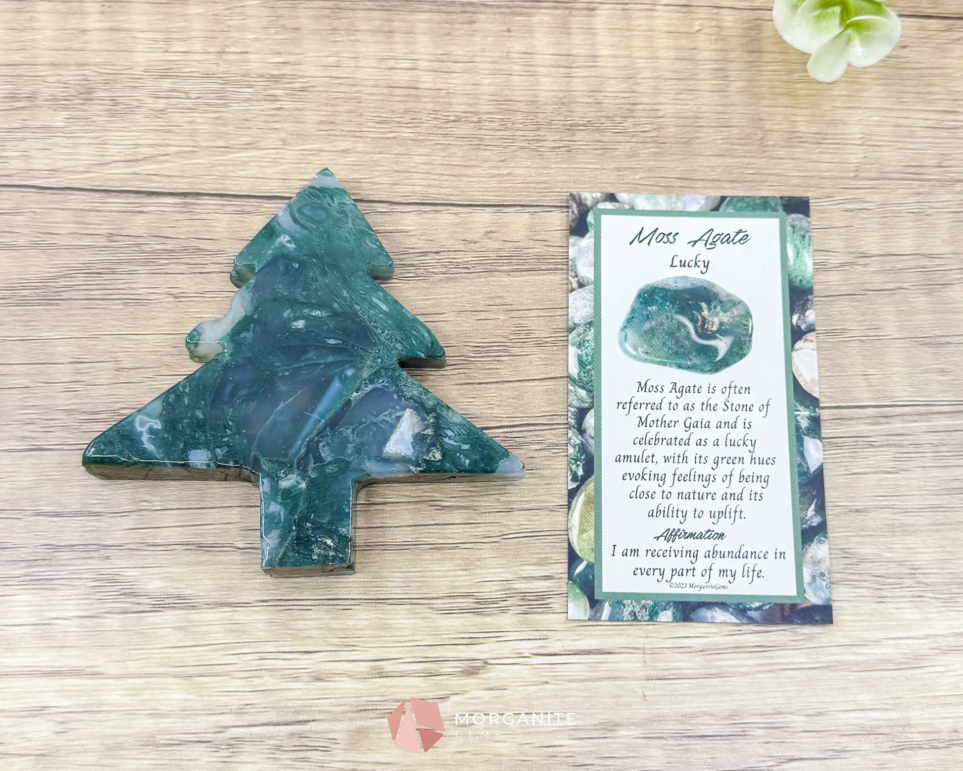 Moss Agate Tree Carving No. 6 | Self-Standing Crystal for Grounding Nature Connection & Healing - Metaphysical Crystals