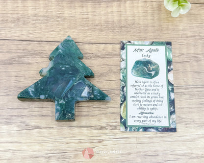 Moss Agate Tree Carving No. 6 | Self-Standing Crystal for Grounding Nature Connection & Healing - Metaphysical Crystals
