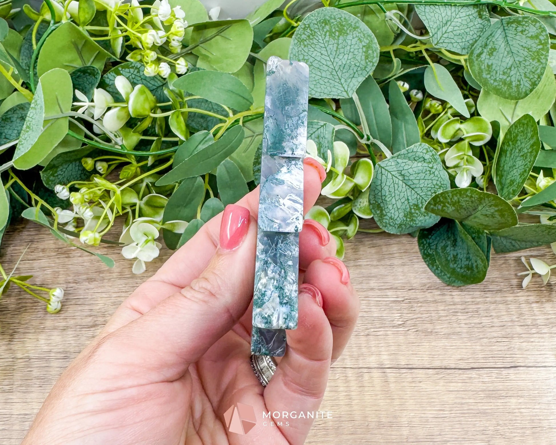 Moss Agate Tree Carving No. 9 | Self-Standing Crystal for Grounding Nature Connection & Healing - Metaphysical Crystals