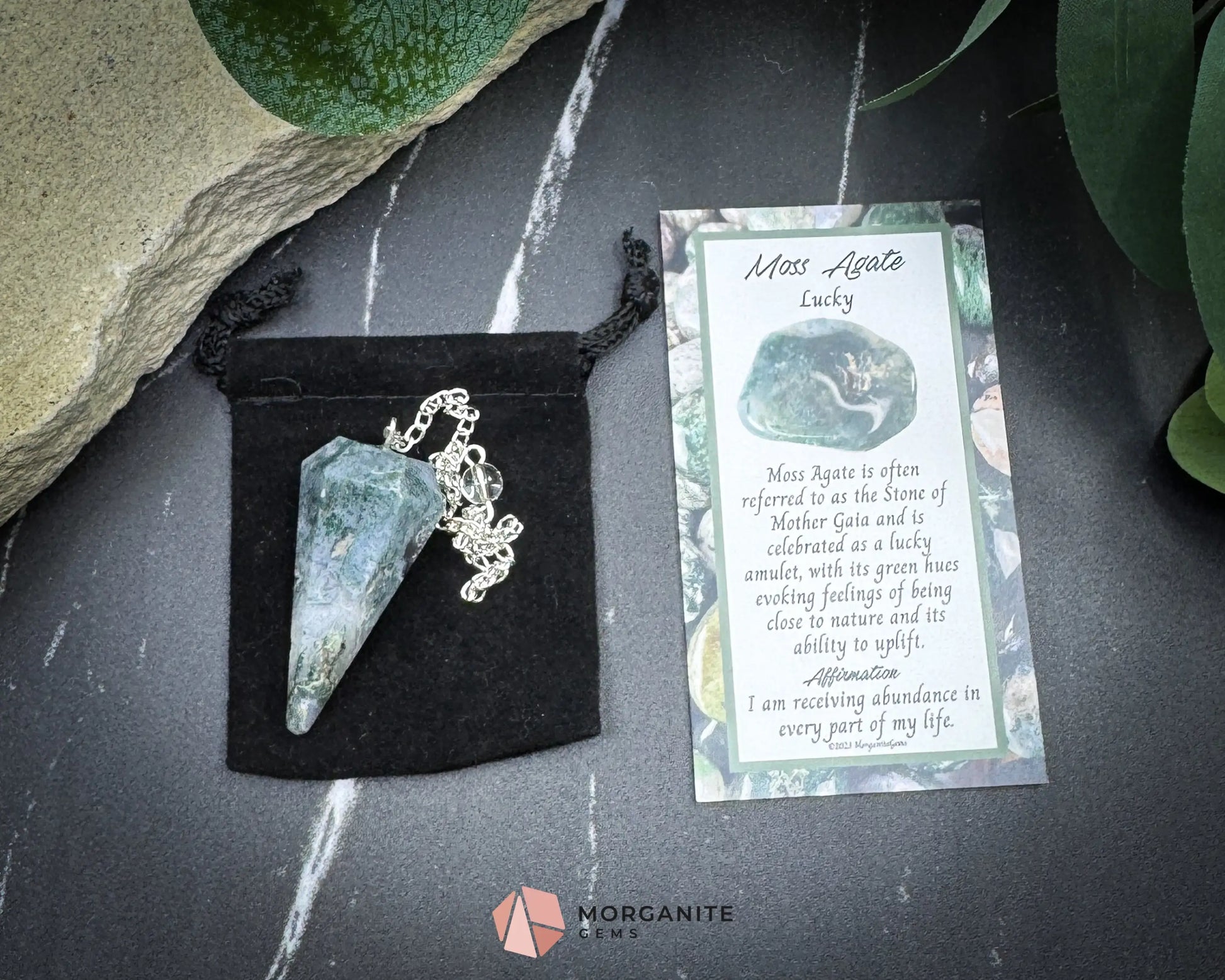 Moss Agate Pendulum for Growth & Earth Energy - Metaphysical Crystals