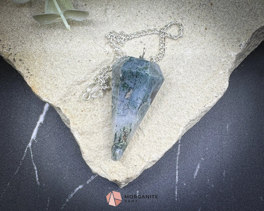 Moss Agate Pendulum for Growth & Earth Energy - Metaphysical Crystals