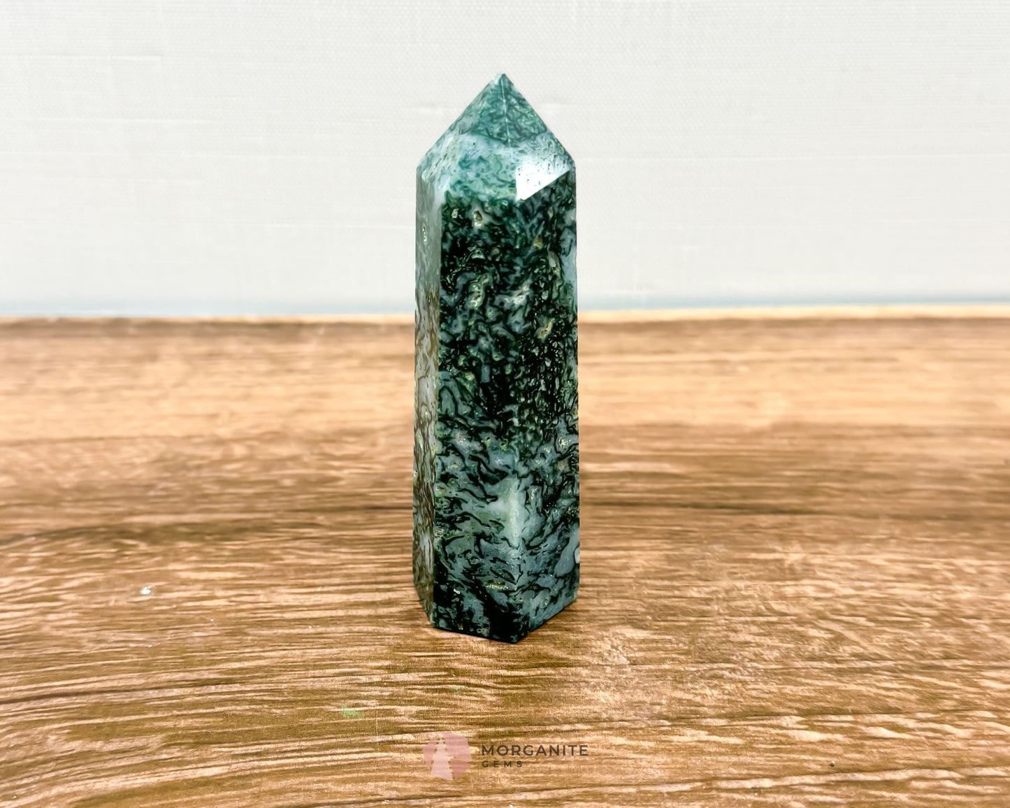 Moss Agate Tower Point – Tranquil Earthy Charm for Spiritual Connection-Morganite Gems