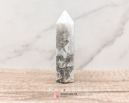 Moss Agate Tower Point – Tranquil Earthy Charm for Spiritual Connection-Morganite Gems