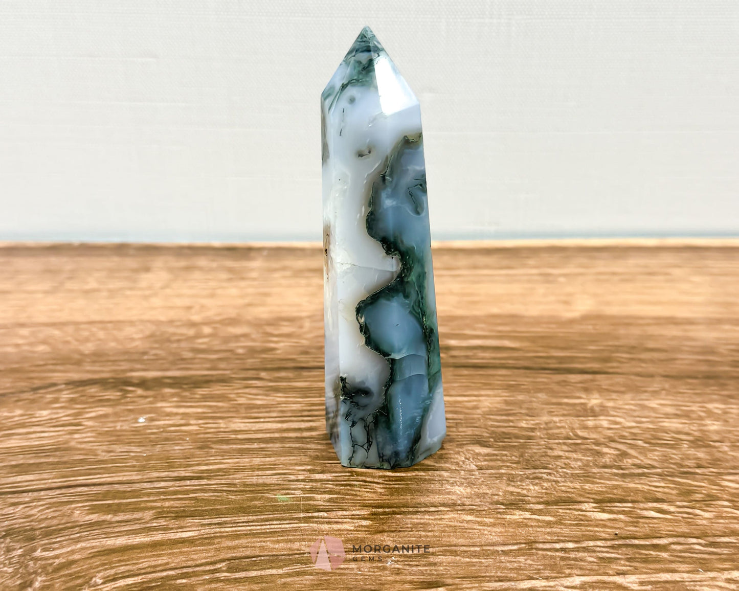 Moss Agate Tower Point – Tranquil Earthy Charm for Spiritual Connection-Morganite Gems