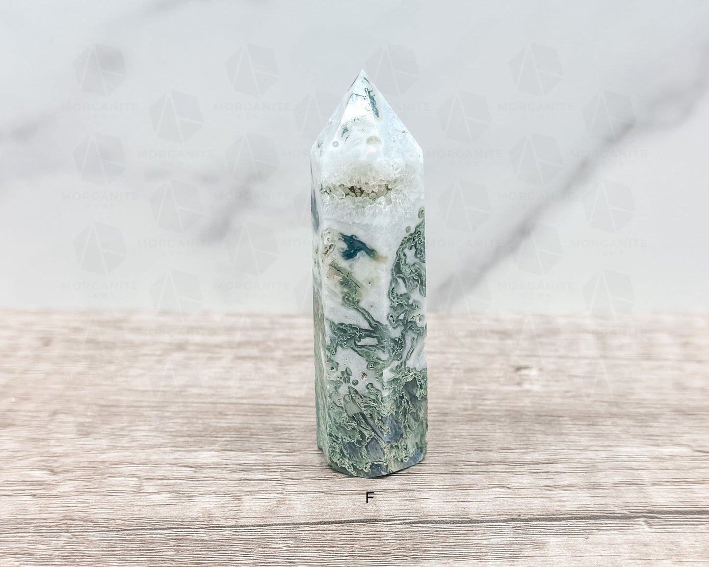 Moss Agate Tower Point – Tranquil Earthy Charm for Spiritual Connection-Morganite Gems