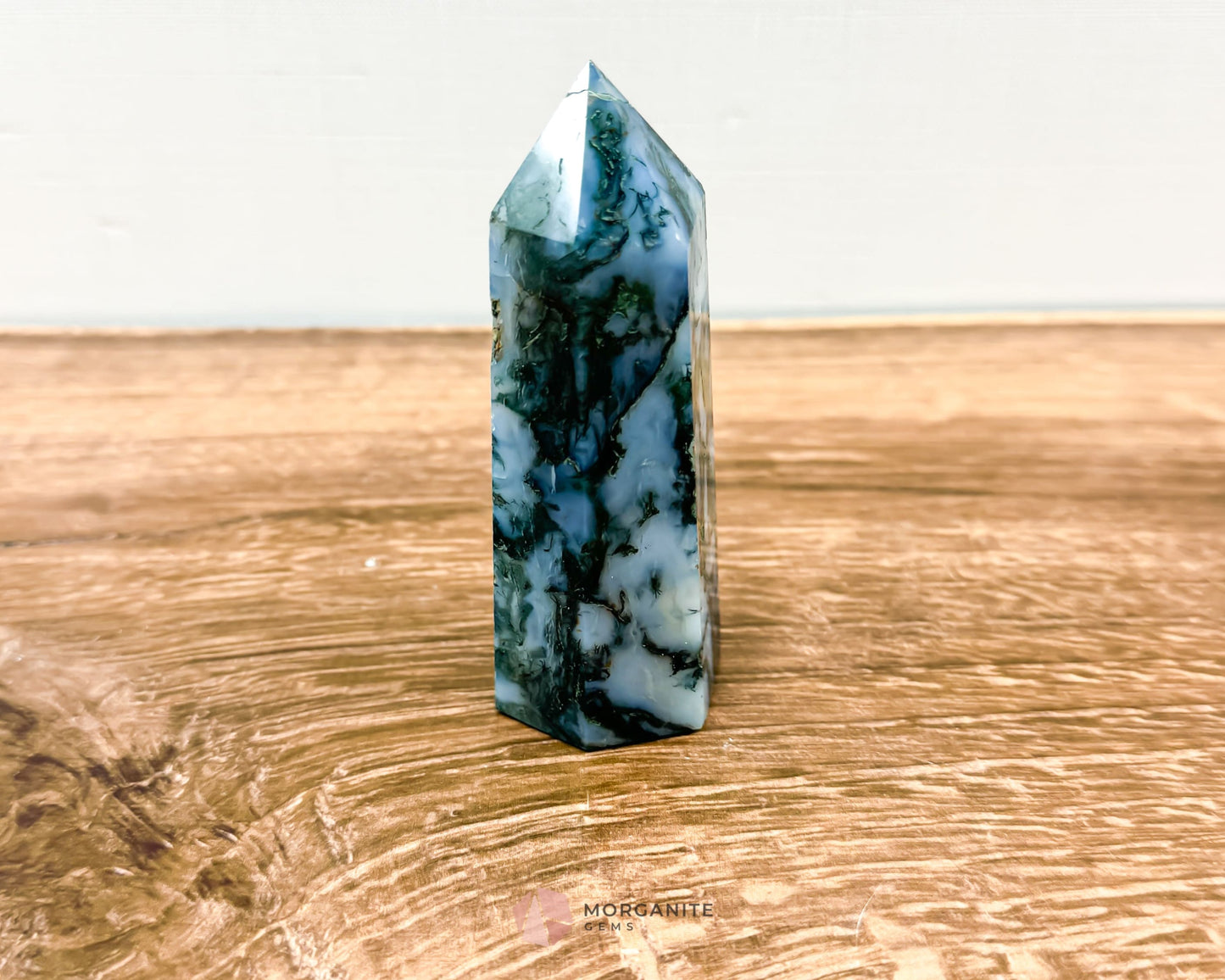 Moss Agate Tower Point – Tranquil Earthy Charm for Spiritual Connection-Morganite Gems