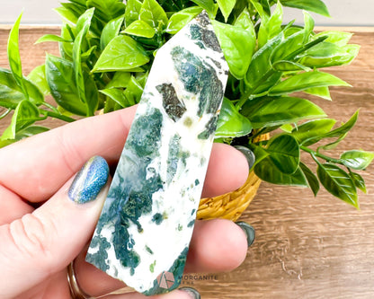 Moss Agate Tower Point – Tranquil Earthy Charm for Spiritual Connection-Morganite Gems