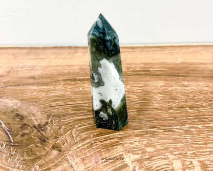 Moss Agate Tower Point – Tranquil Earthy Charm for Spiritual Connection-Morganite Gems