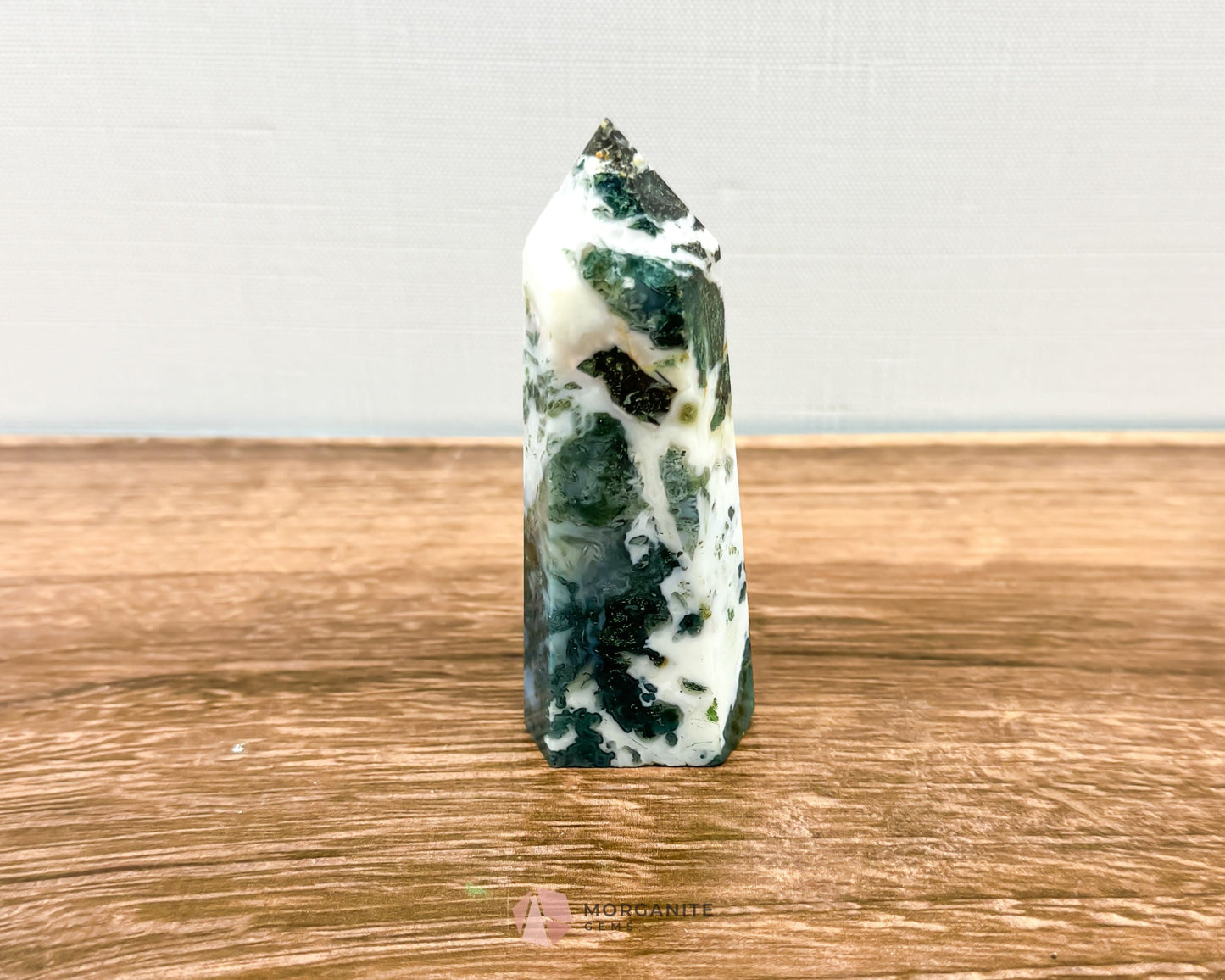 Moss Agate Tower Point – Tranquil Earthy Charm for Spiritual Connection-Morganite Gems