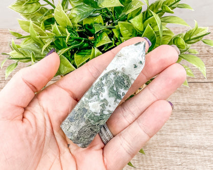 Moss Agate Tower Point – Tranquil Earthy Charm for Spiritual Connection-Morganite Gems