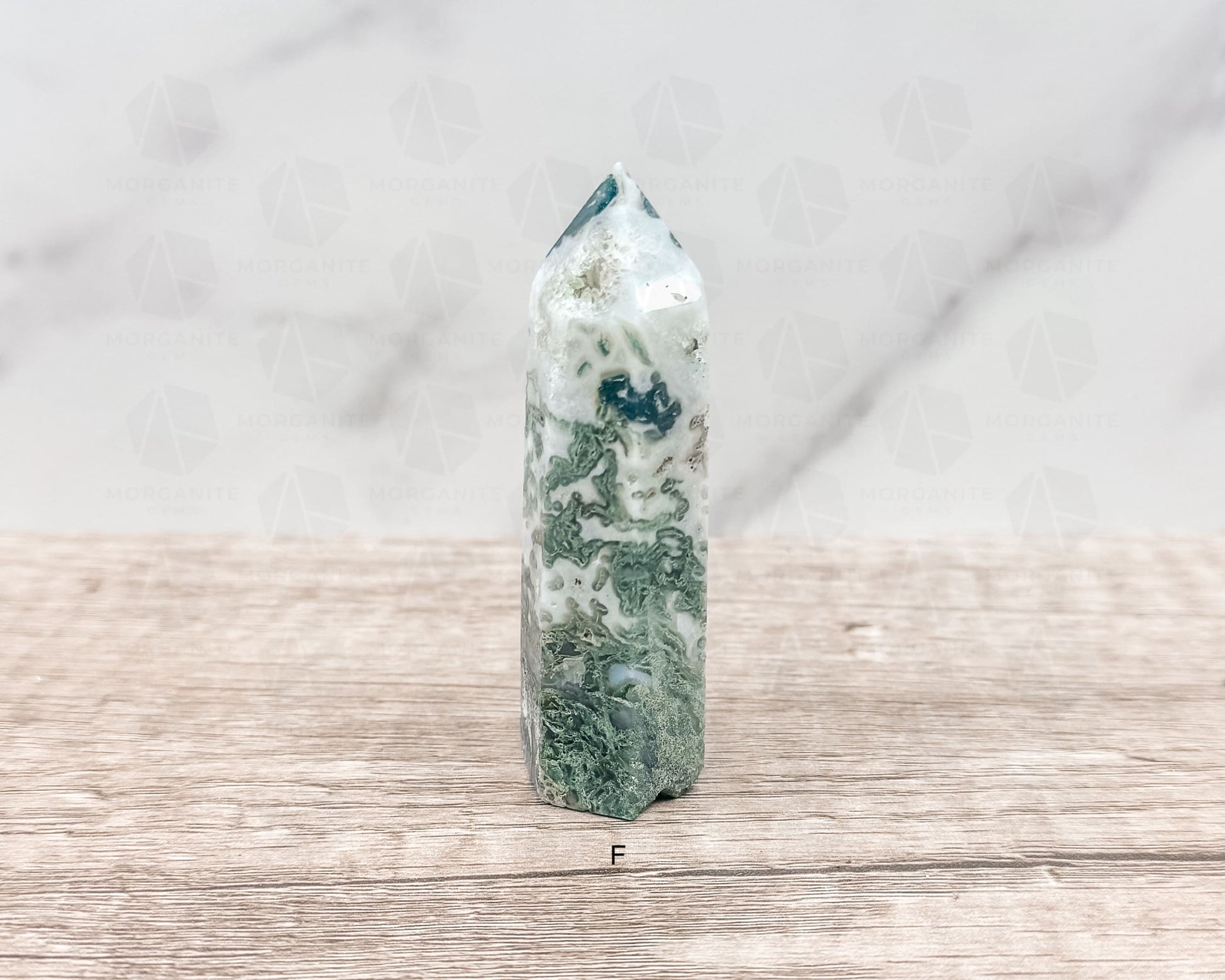 Moss Agate Tower Point – Tranquil Earthy Charm for Spiritual Connection-Morganite Gems