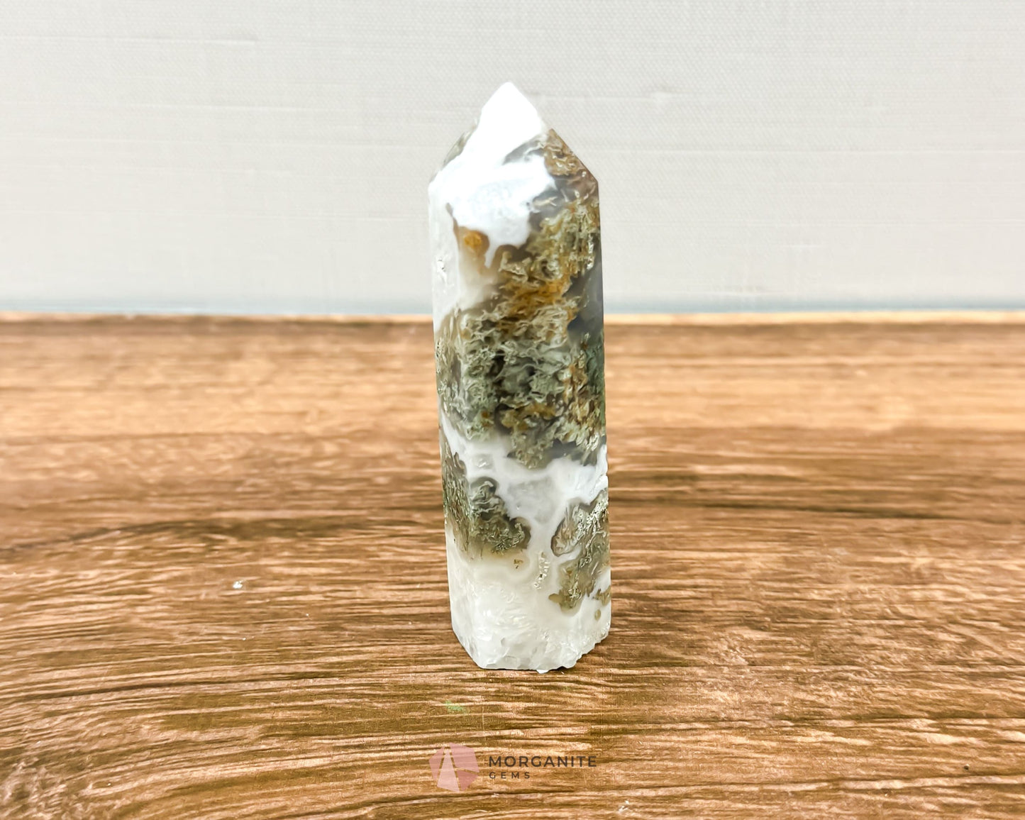 Moss Agate Tower Point – Tranquil Earthy Charm for Spiritual Connection-Morganite Gems