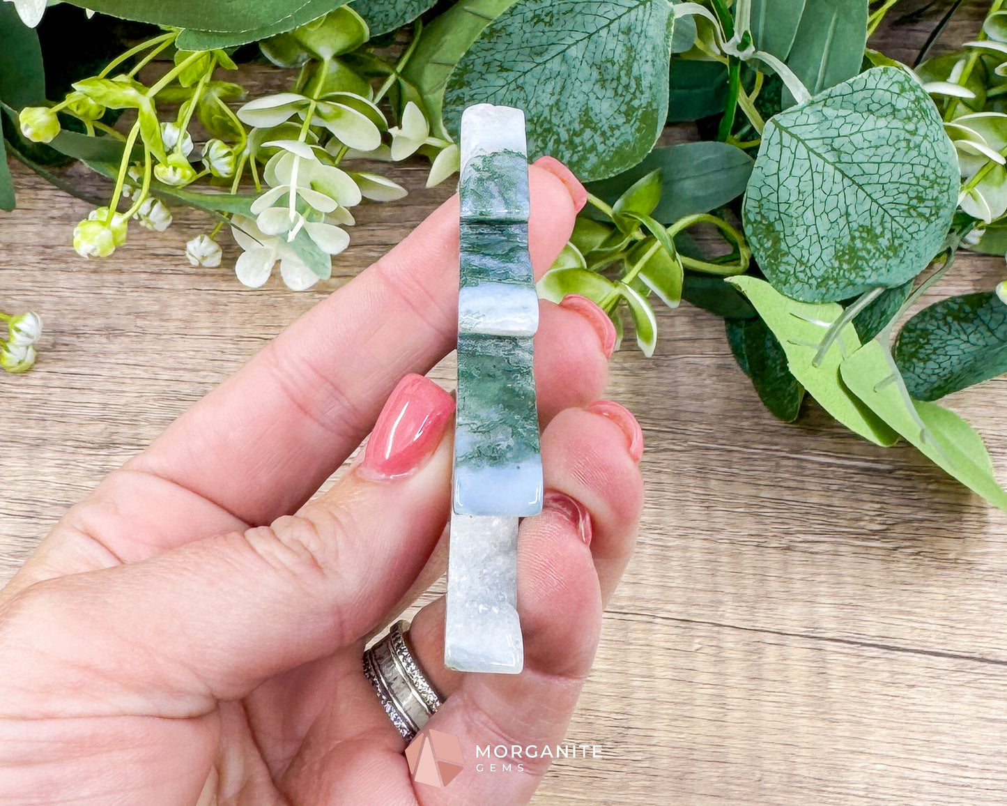 Moss Agate Tree Carving No. 2 | Self-Standing Crystal for Grounding Nature Connection & Healing - Metaphysical Crystals