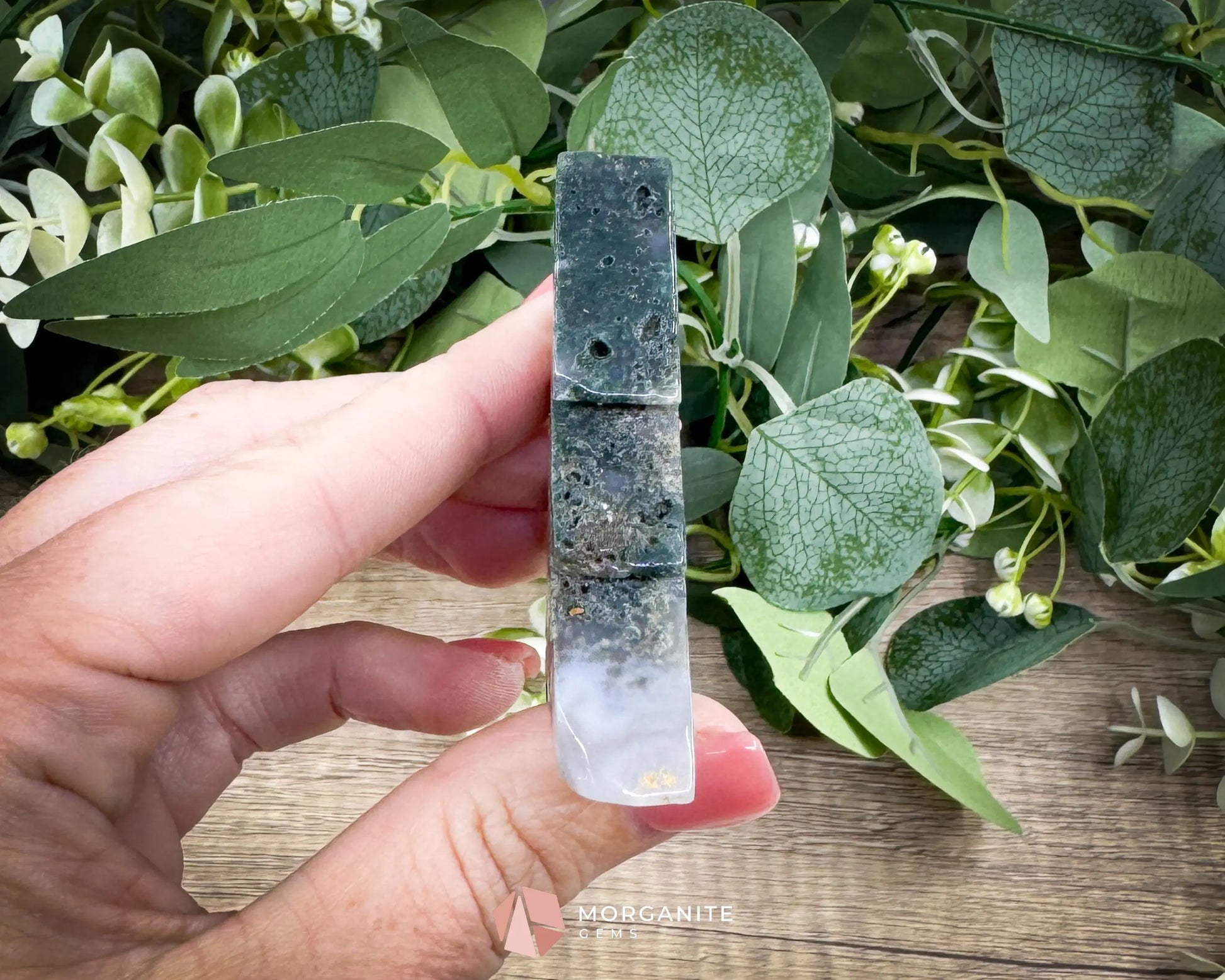 Moss Agate Tree Carving No. 3 | Self-Standing Crystal for Grounding Nature Connection & Healing - Metaphysical Crystals