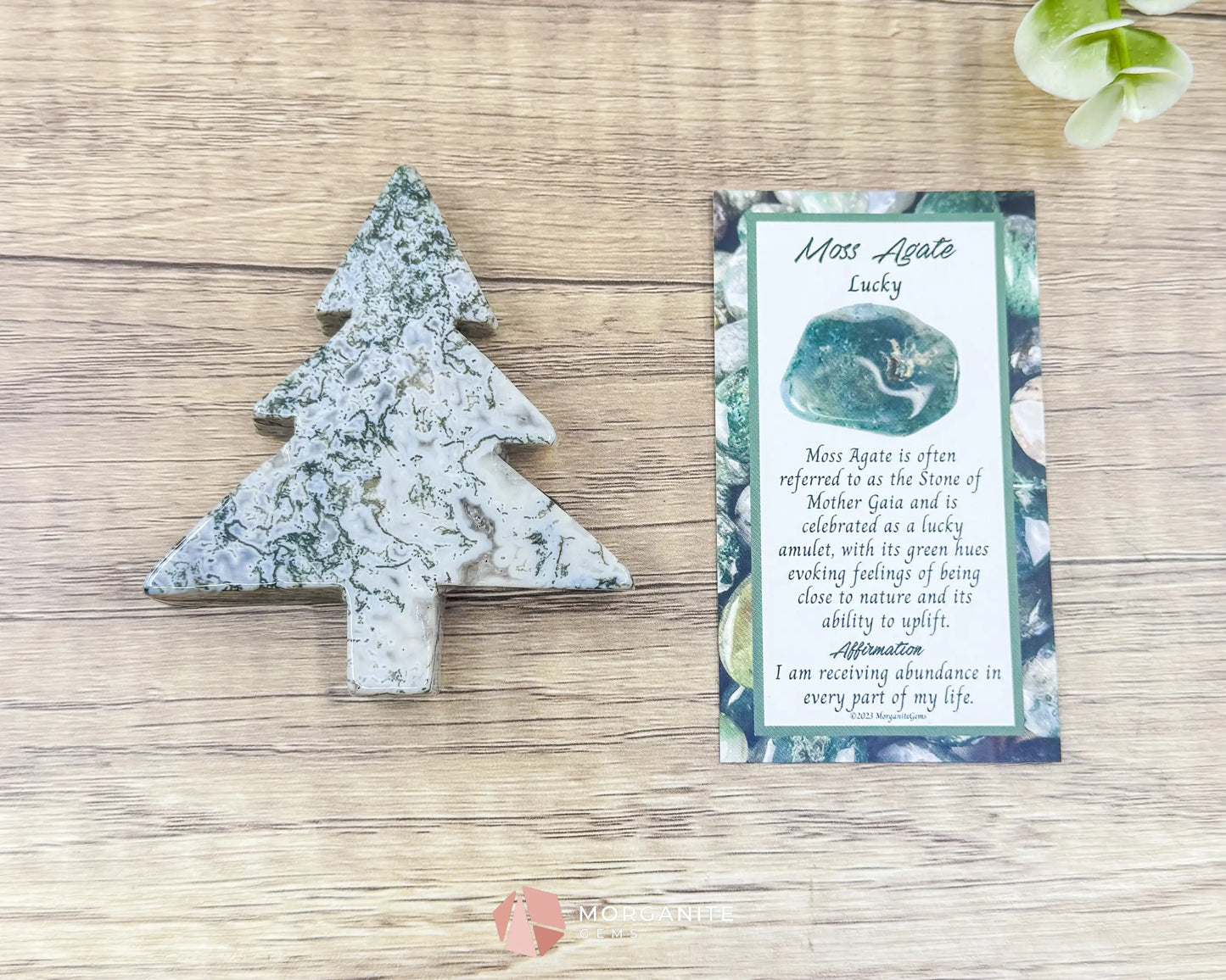 Moss Agate Tree Carving No. 7 | Self-Standing Crystal for Grounding Nature Connection & Healing - Metaphysical Crystals