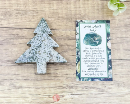 Moss Agate Tree Carving No. 7 | Self-Standing Crystal for Grounding Nature Connection & Healing - Metaphysical Crystals