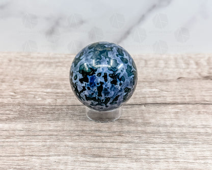 Mystic Merlinite Indigo Gabbro Sphere – Polished Crystal Ball for Intuition & Spiritual Awakening-Morganite Gems