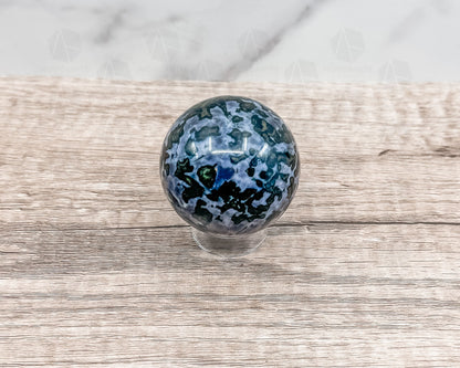 Mystic Merlinite Indigo Gabbro Sphere – Polished Crystal Ball for Intuition & Spiritual Awakening-Morganite Gems