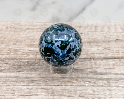 Mystic Merlinite Indigo Gabbro Sphere – Polished Crystal Ball for Intuition & Spiritual Awakening-Morganite Gems