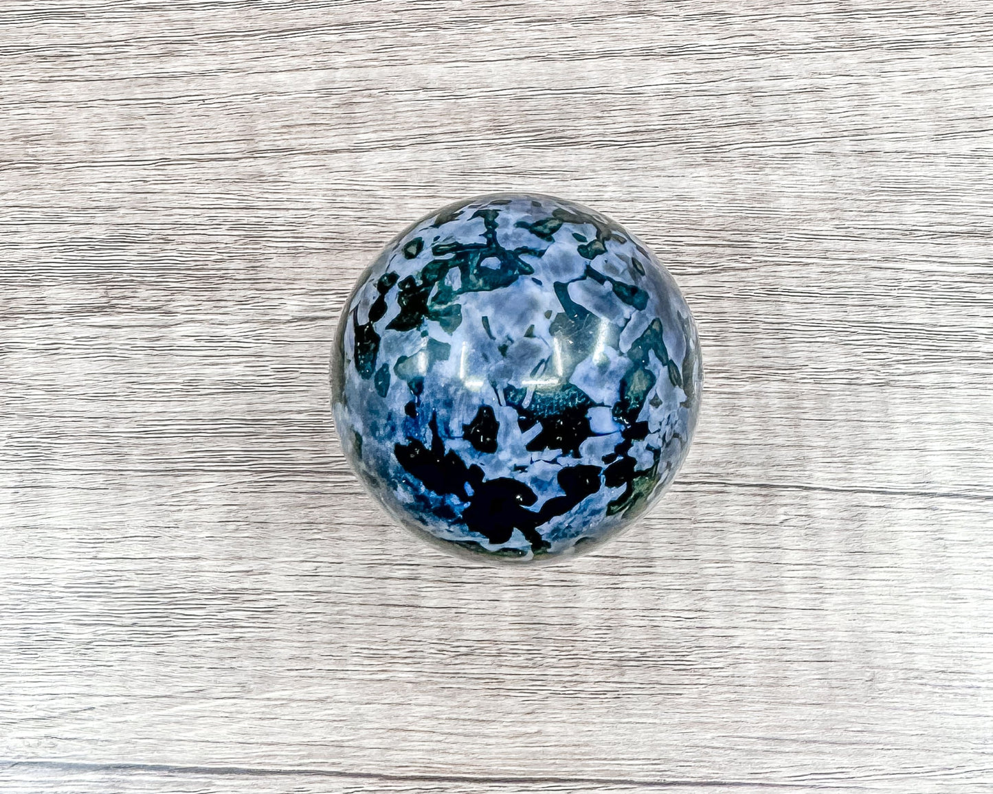 Mystic Merlinite Indigo Gabbro Sphere – Polished Crystal Ball for Intuition & Spiritual Awakening-Morganite Gems