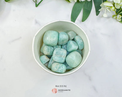Natural Amazonite Tumbled Stones - Small 15-30mm Polished Crystals - Bulk Green Amazonite for Grids & Crafting - 1 lb