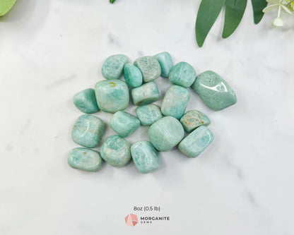 Natural Amazonite Tumbled Stones - Small 15-30mm Polished Crystals - Bulk Green Amazonite for Grids & Crafting - 1 lb