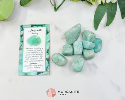 Natural Amazonite Tumbled Stones - Small 15-30mm Polished Crystals - Bulk Green Amazonite for Grids & Crafting - 1 lb