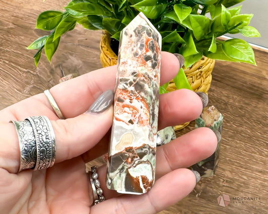 Natural Crystal Money Agate Obelisk Tower Point-Morganite Gems