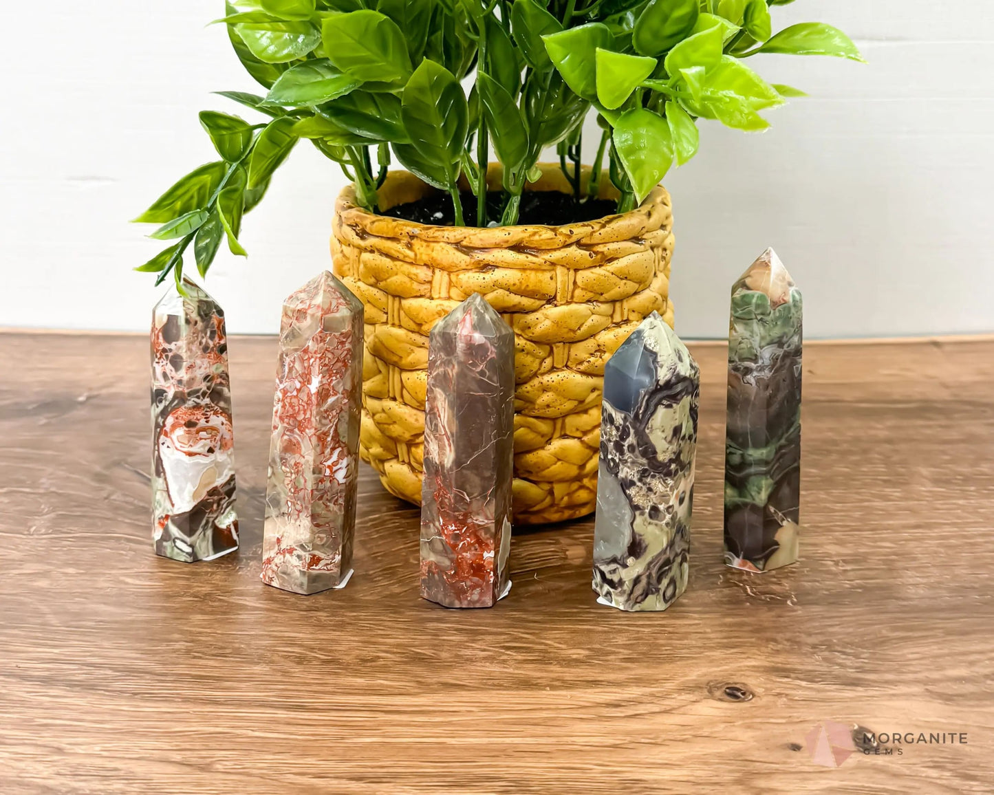 Natural Crystal Money Agate Obelisk Tower Point-Morganite Gems