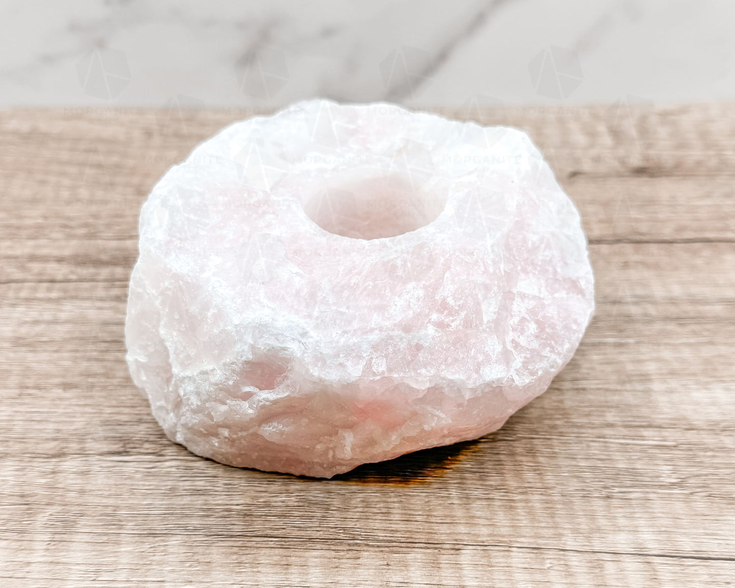 Natural Rose Quartz Candle Holder – Crystal Tealight Holder for Love & Healing Energy-Morganite Gems