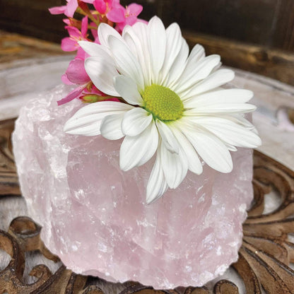 Natural Rose Quartz Candle Holder – Crystal Tealight Holder for Love & Healing Energy-Morganite Gems