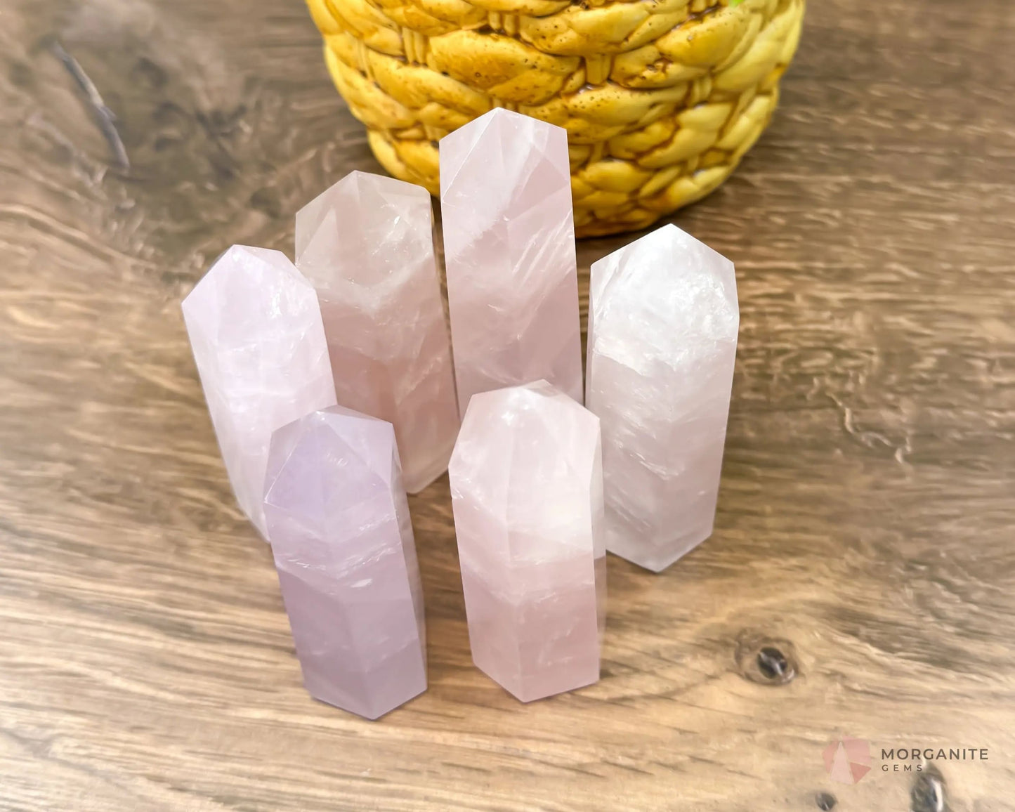 Natural Rose Quartz Tower Obelisk Point Wand Crystal Energy Healing-Morganite Gems