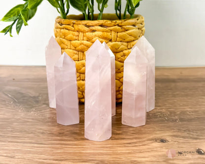 Natural Rose Quartz Tower Obelisk Point Wand Crystal Energy Healing-Morganite Gems