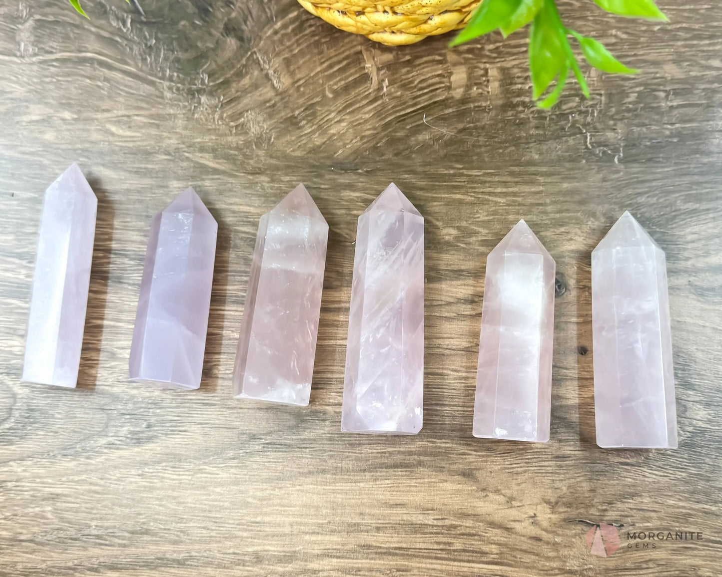 Natural Rose Quartz Tower Obelisk Point Wand Crystal Energy Healing-Morganite Gems