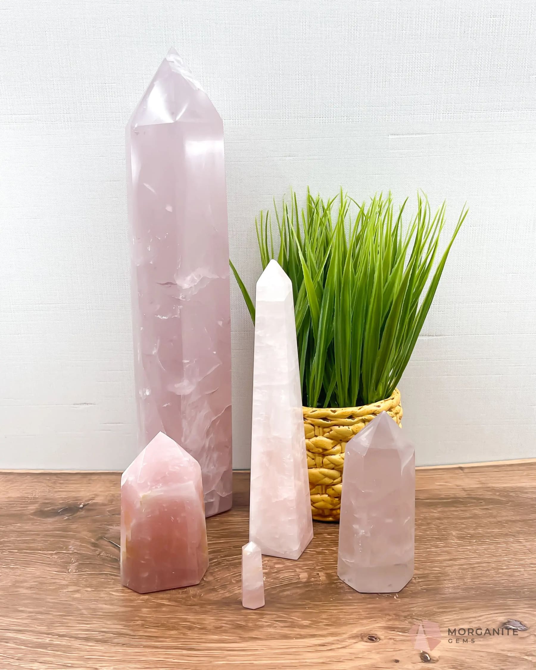 Natural Rose Quartz Towers-Morganite Gems