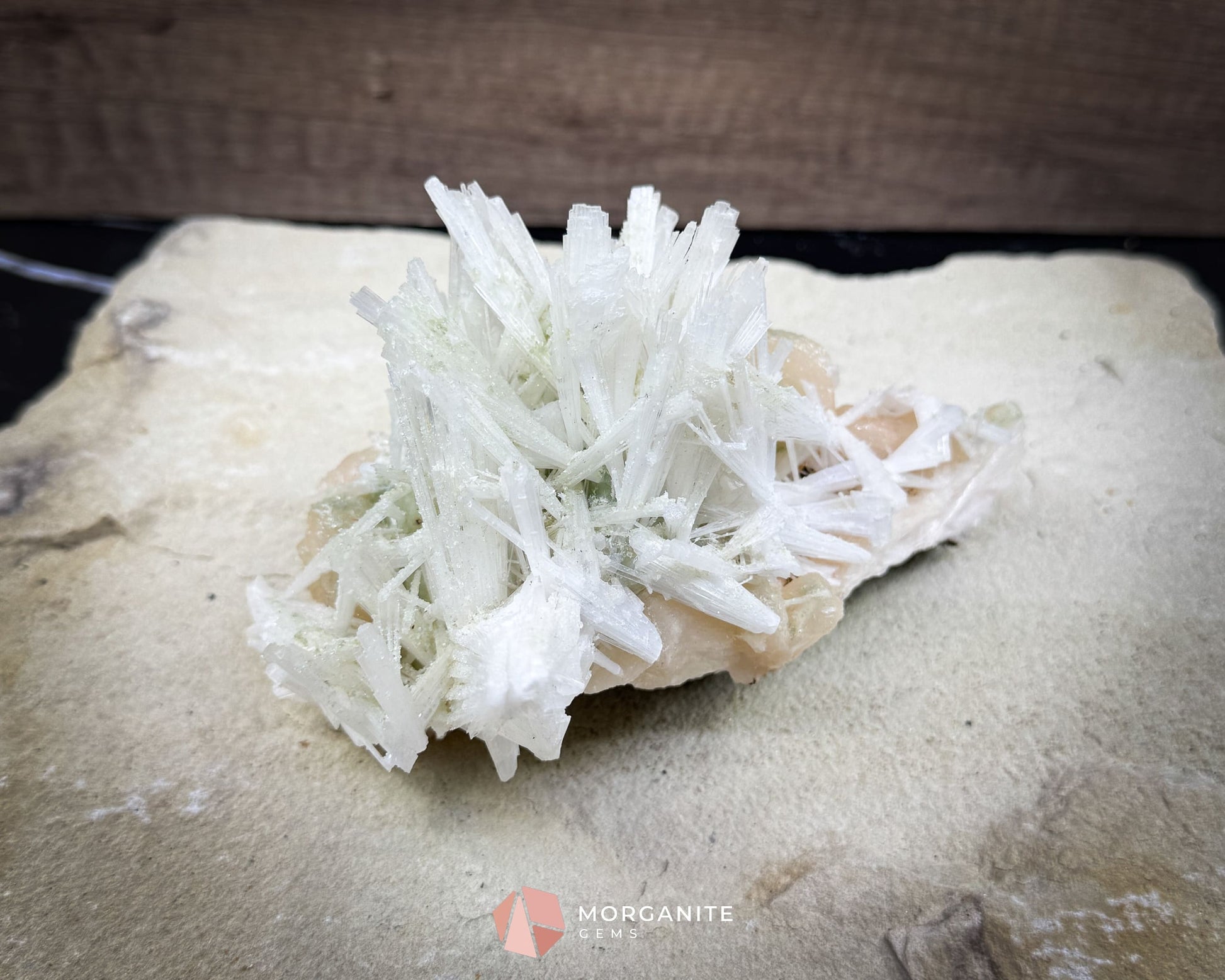 Natural Scolecite Spray on Orange Stilbite – Zeolite Crystal Cluster for Healing Meditation & Decor - Metaphysical