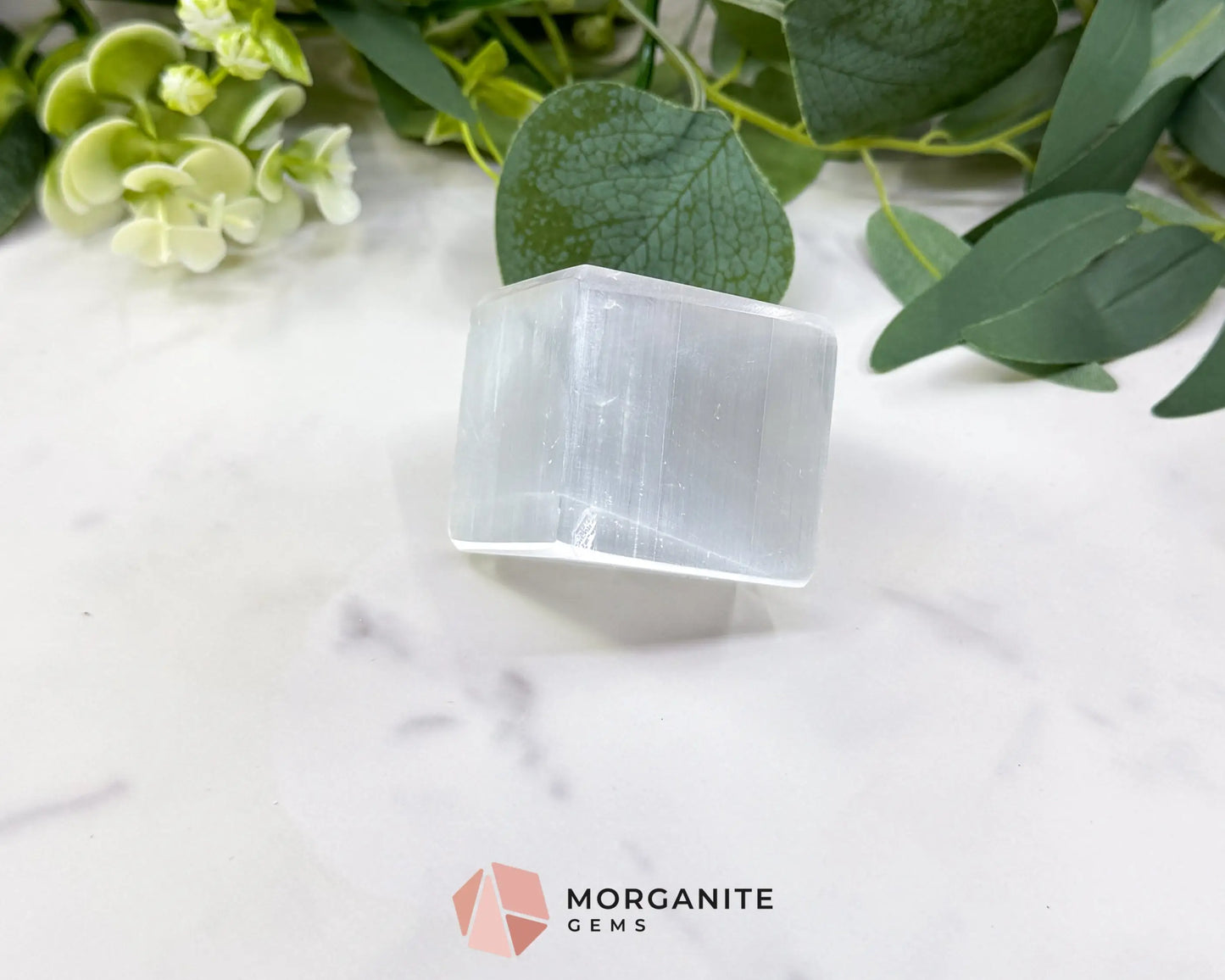 Natural Selenite Cube (5oz) – 1.5’’ Moroccan Satin Spar ’TV Rock’ for Mental Clarity & Energy Cleansing - Metaphysical