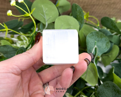 Natural Selenite Cube (5oz) – 1.5’’ Moroccan Satin Spar ’TV Rock’ for Mental Clarity & Energy Cleansing - Metaphysical