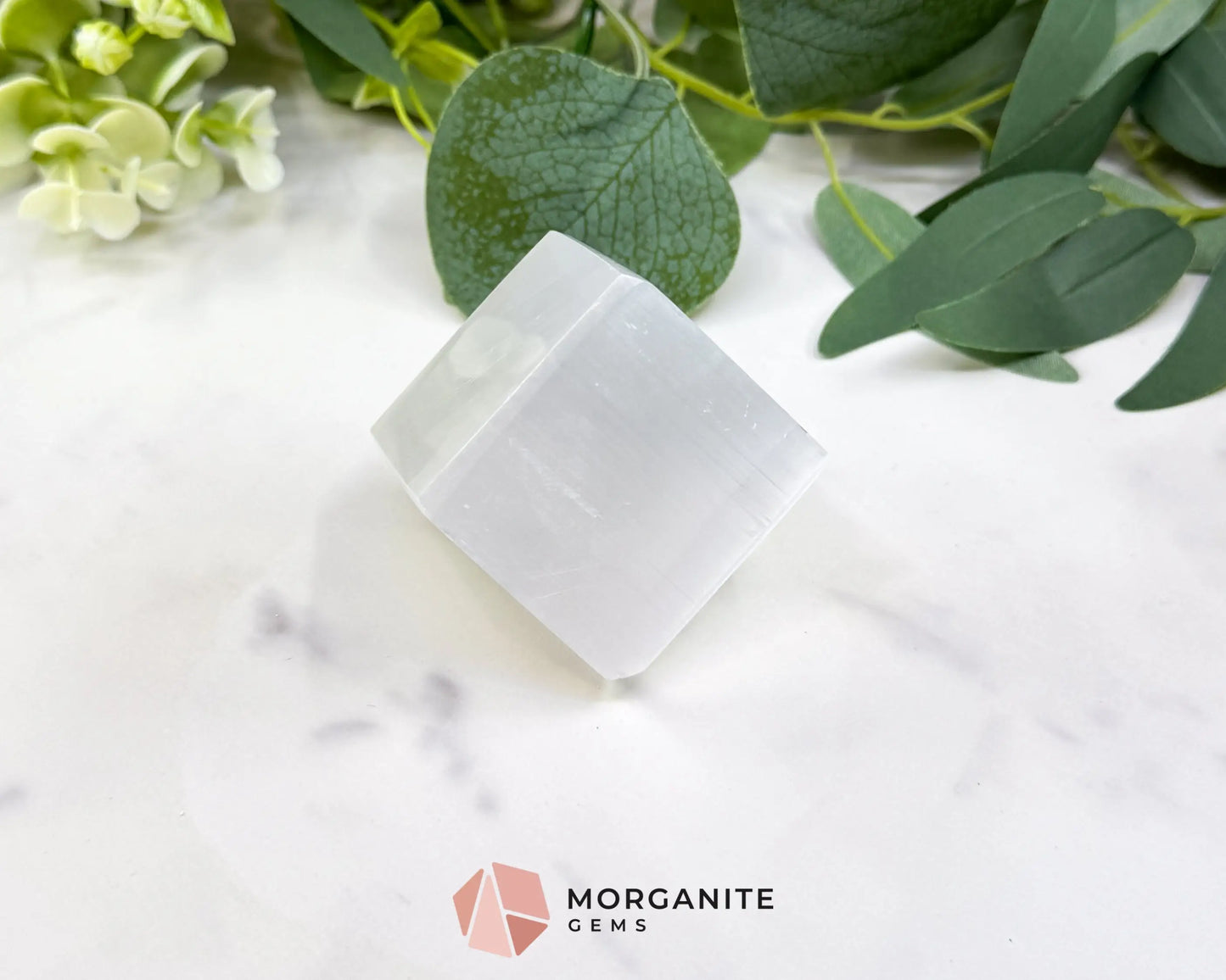 Natural Selenite Cube (5oz) – 1.5’’ Moroccan Satin Spar ’TV Rock’ for Mental Clarity & Energy Cleansing - Metaphysical
