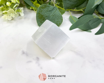 Natural Selenite Cube (5oz) – 1.5’’ Moroccan Satin Spar ’TV Rock’ for Mental Clarity & Energy Cleansing - Metaphysical