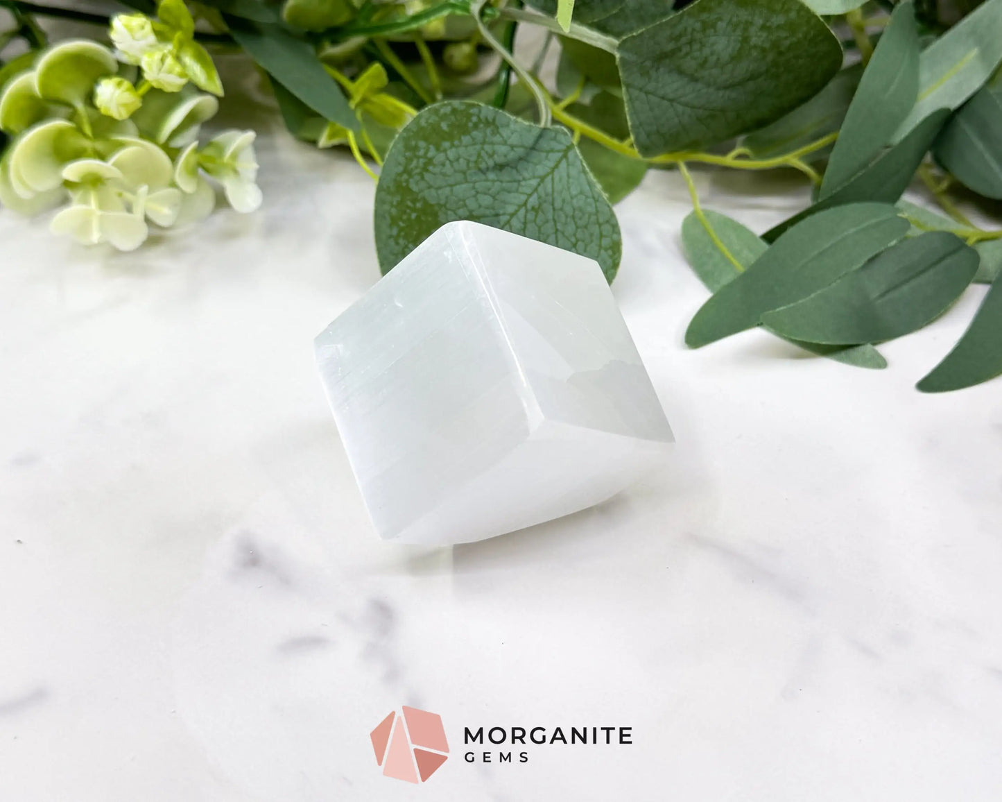 Natural Selenite Cube (5oz) – 1.5’’ Moroccan Satin Spar ’TV Rock’ for Mental Clarity & Energy Cleansing - Metaphysical