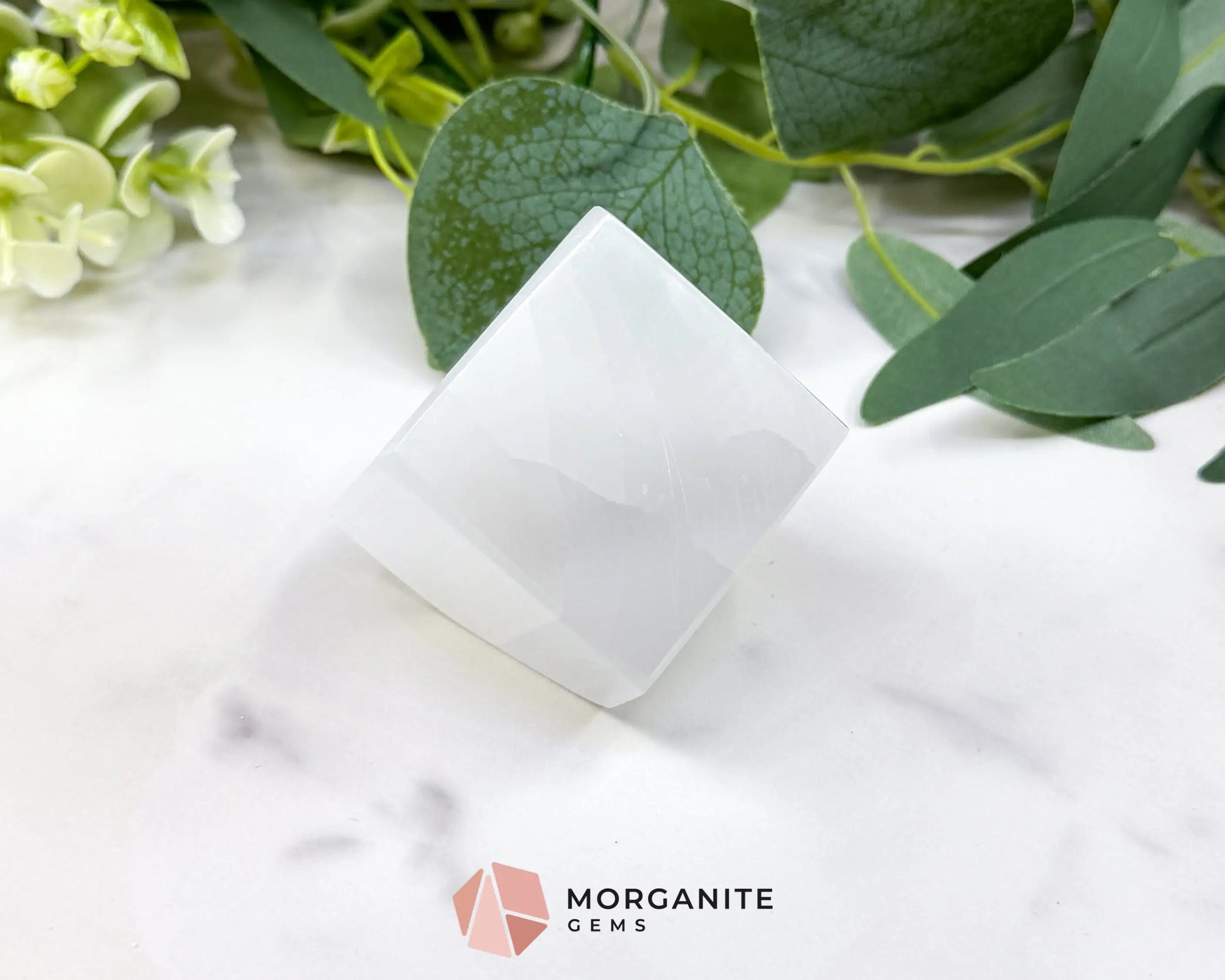 Natural Selenite Cube (5oz) – 1.5’’ Moroccan Satin Spar ’TV Rock’ for Mental Clarity & Energy Cleansing - Metaphysical