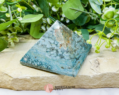 Ocean Jasper Crystal Pyramid No. 1 (4in) - Orbicular Serenity Stone for Joy & Emotional Release - Metaphysical Crystals