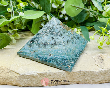 Ocean Jasper Crystal Pyramid No. 1 (4in) - Orbicular Serenity Stone for Joy & Emotional Release - Metaphysical Crystals