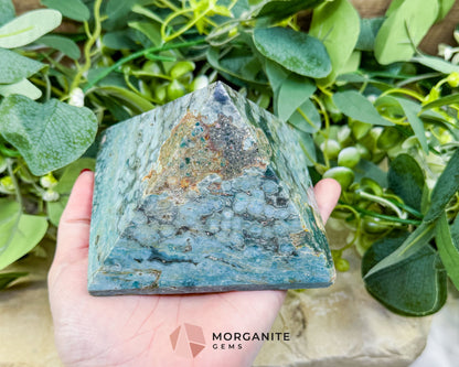 Ocean Jasper Crystal Pyramid No. 1 (4in) - Orbicular Serenity Stone for Joy & Emotional Release - Metaphysical Crystals