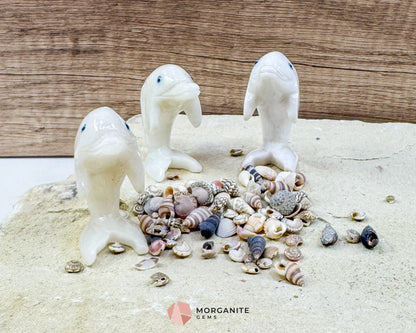 Onyx Dolphin Carving – 2″ Hand‑Carved in Blue Onyx or White Onyx - Metaphysical Crystals