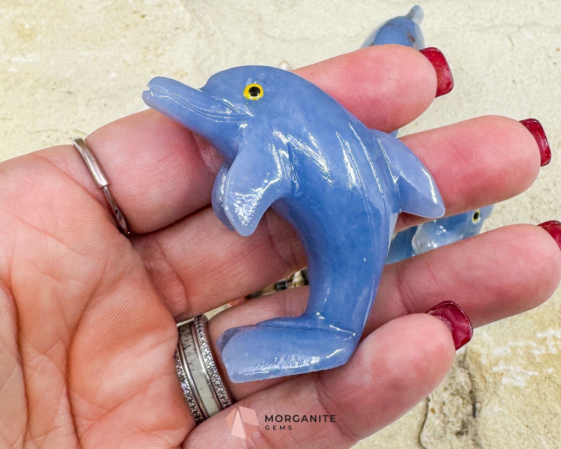 Onyx Dolphin Carving – 2″ Hand‑Carved in Blue Onyx or White Onyx - Metaphysical Crystals