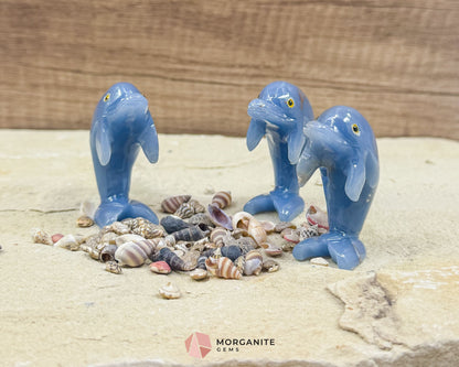 Onyx Dolphin Carving – 2″ Hand‑Carved in Blue Onyx or White Onyx - Metaphysical Crystals