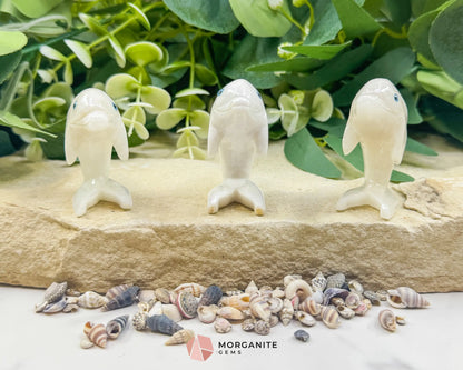 Onyx Dolphin Carving – 2″ Hand‑Carved in Blue Onyx or White Onyx - Metaphysical Crystals