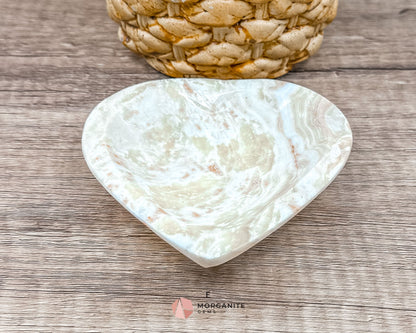 Onyx Heart Dish – Natural Stone Heart-Shaped Bowl for Jewelry, Crystals & Decor-Morganite Gems